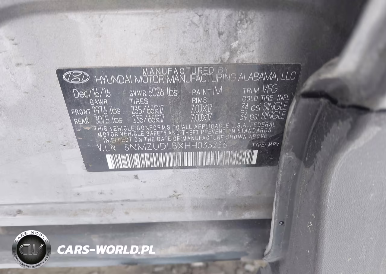 2017 Hyundai Santa Fe Sport 2.4L VIN:5NMZUDLBXHH035236 - 9