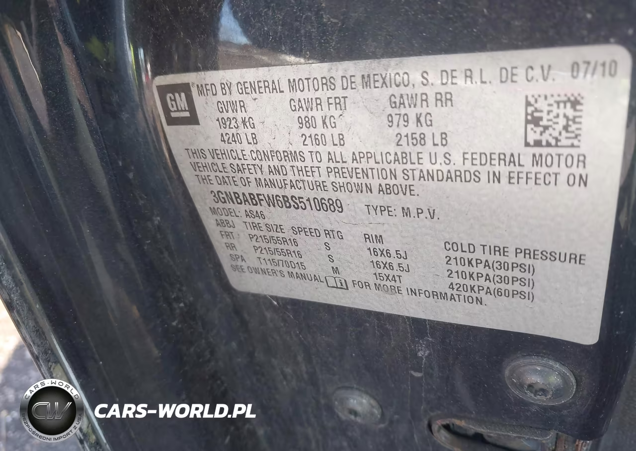 2011 Chevrolet Hhr Lt VIN:3GNBABFW6BS510689 - 9