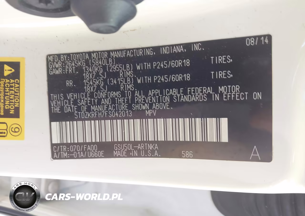 2015 Toyota Highlander Le Plus V6 VIN:5TDZKRFH7FS042013 - 9