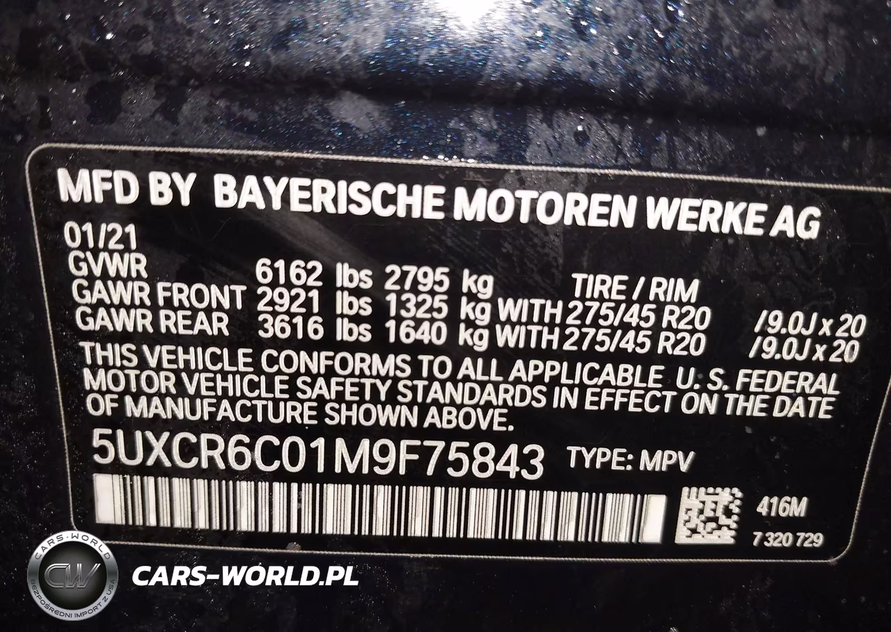 2021 BMW X5 xDrive40I VIN:5UXCR6C01M9F75843 - 9