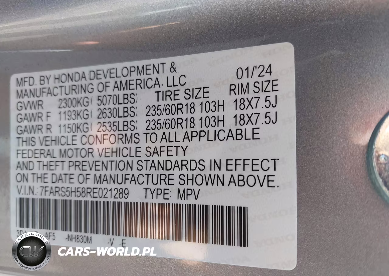2024 Honda Cr-V Hybrid Sport VIN:7FARS5H58RE021289 - 9