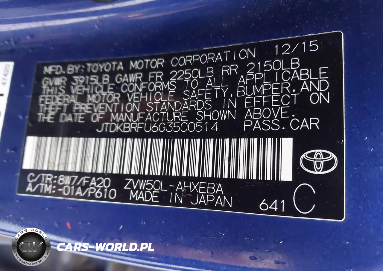 2016 Toyota Prius Two VIN:JTDKBRFU6G3500514 - 9