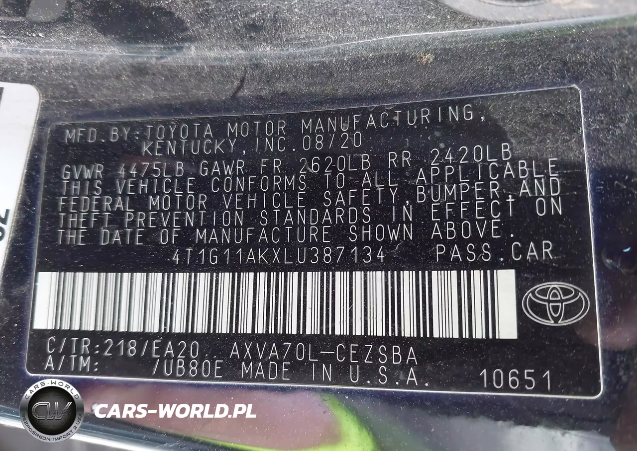 2020 Toyota Camry Se VIN:4T1G11AKXLU387134 - 9