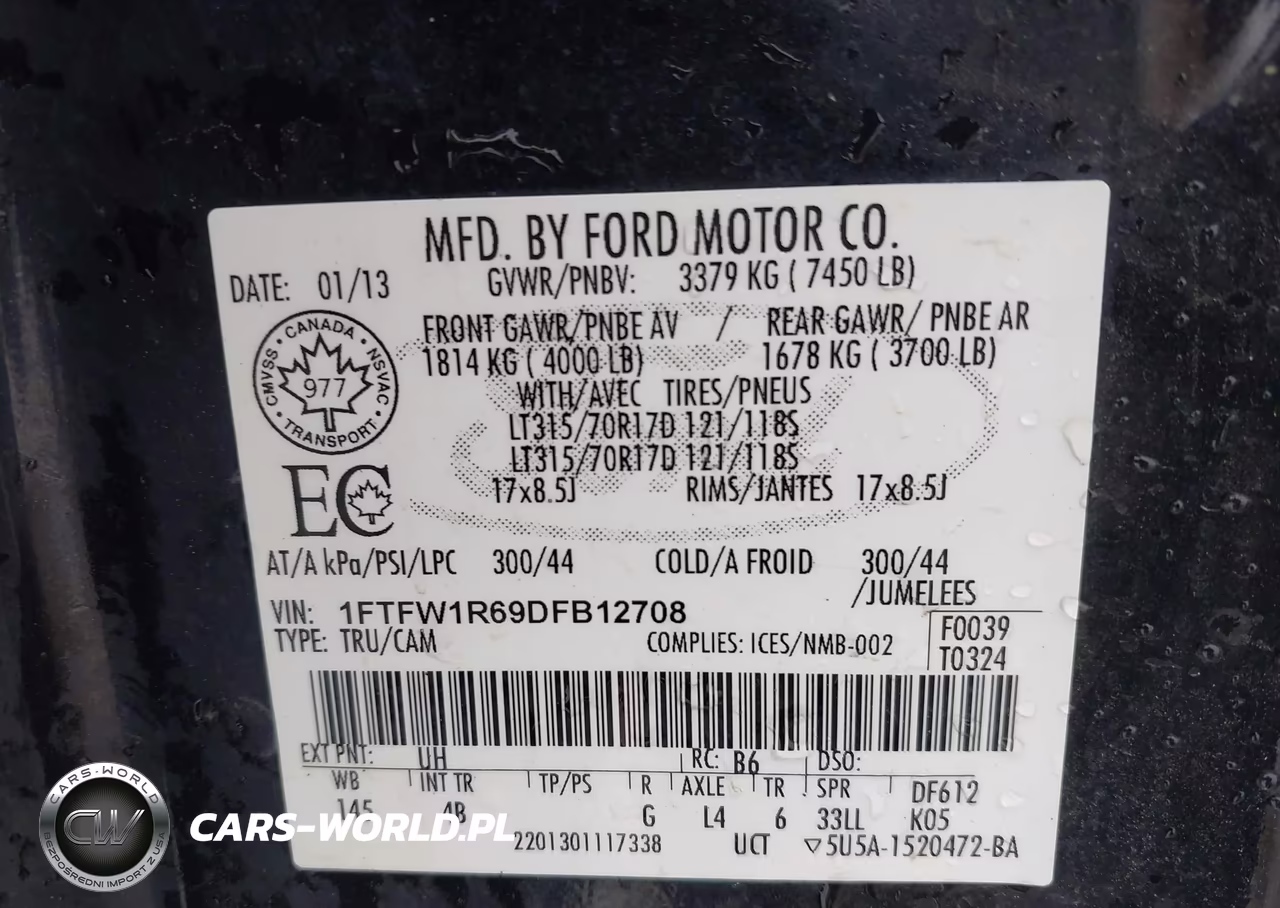 2013 Ford F-150 Svt Raptor VIN:1FTFW1R69DFB12708 - 9