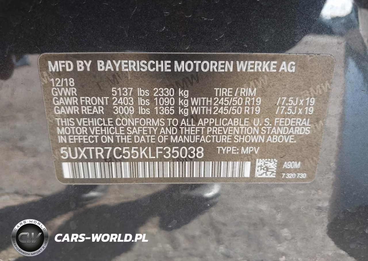 2019 BMW X3 Sdrive30I VIN:5UXTR7C55KLF35038 - 9
