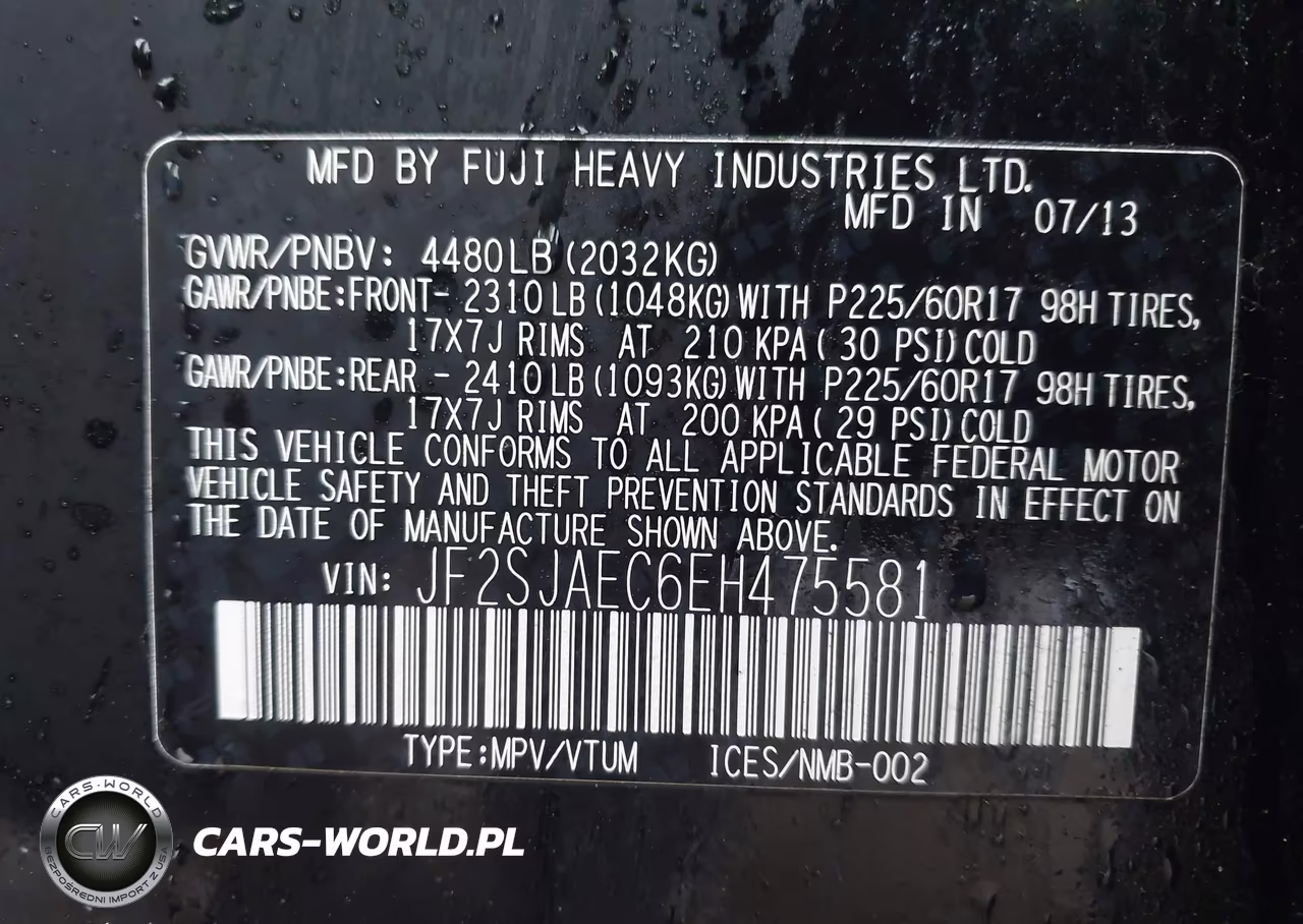 2014 Subaru Forester 2.5I Premium VIN:JF2SJAEC6EH475581 - 9
