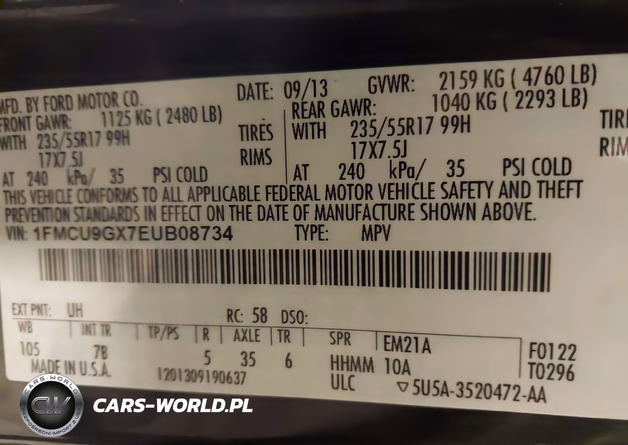 2014 Ford Escape Se VIN:1FMCU9GX7EUB08734 - 9