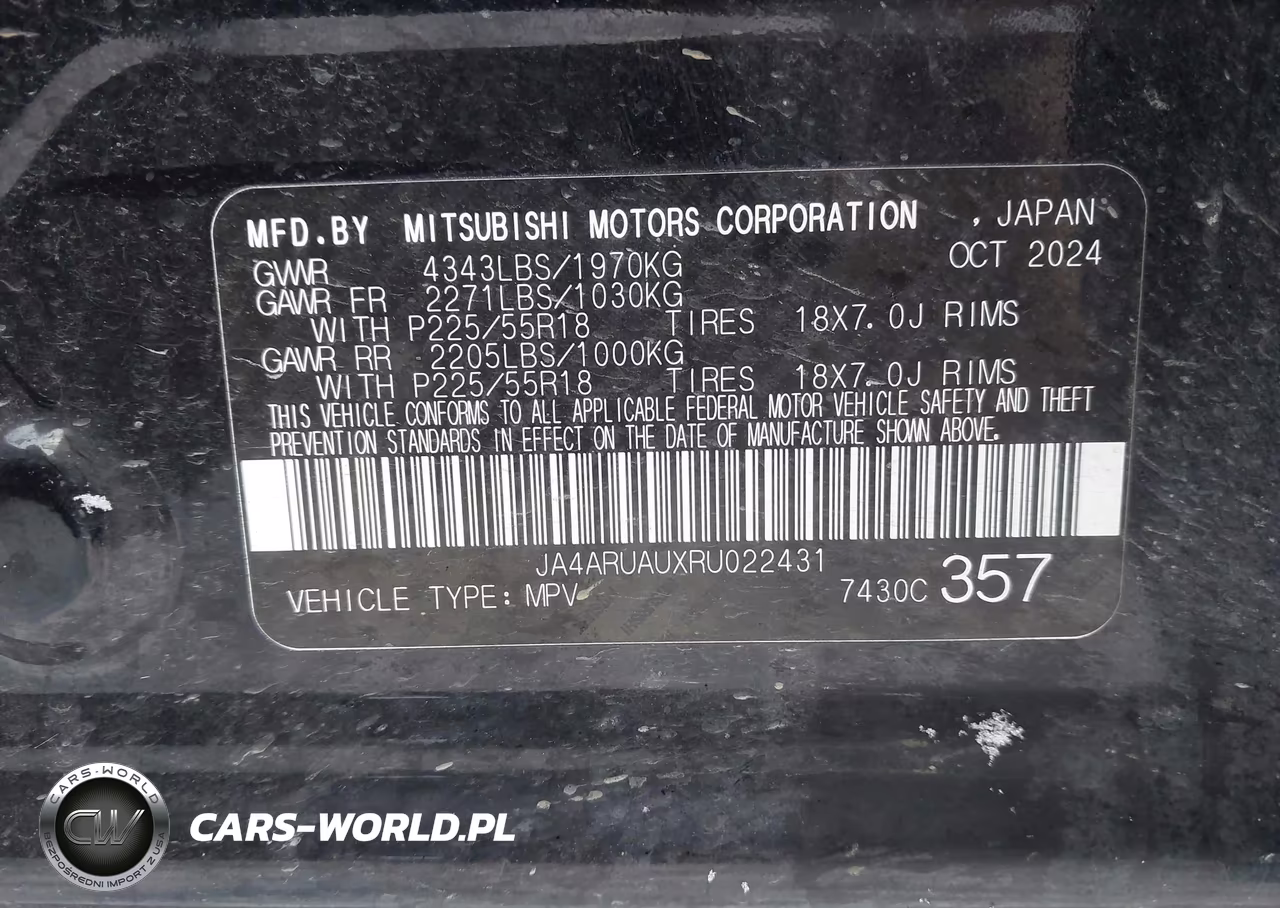 2024 Mitsubishi Outlander Sport 2.0 Es Awc-2.0 Le Awc-2.0 Ralliart Awc-2.0 S Awc-2.0 Se Awc-2.0 Trail Edition Awc VIN:JA4ARUAUXRU022431 - 9