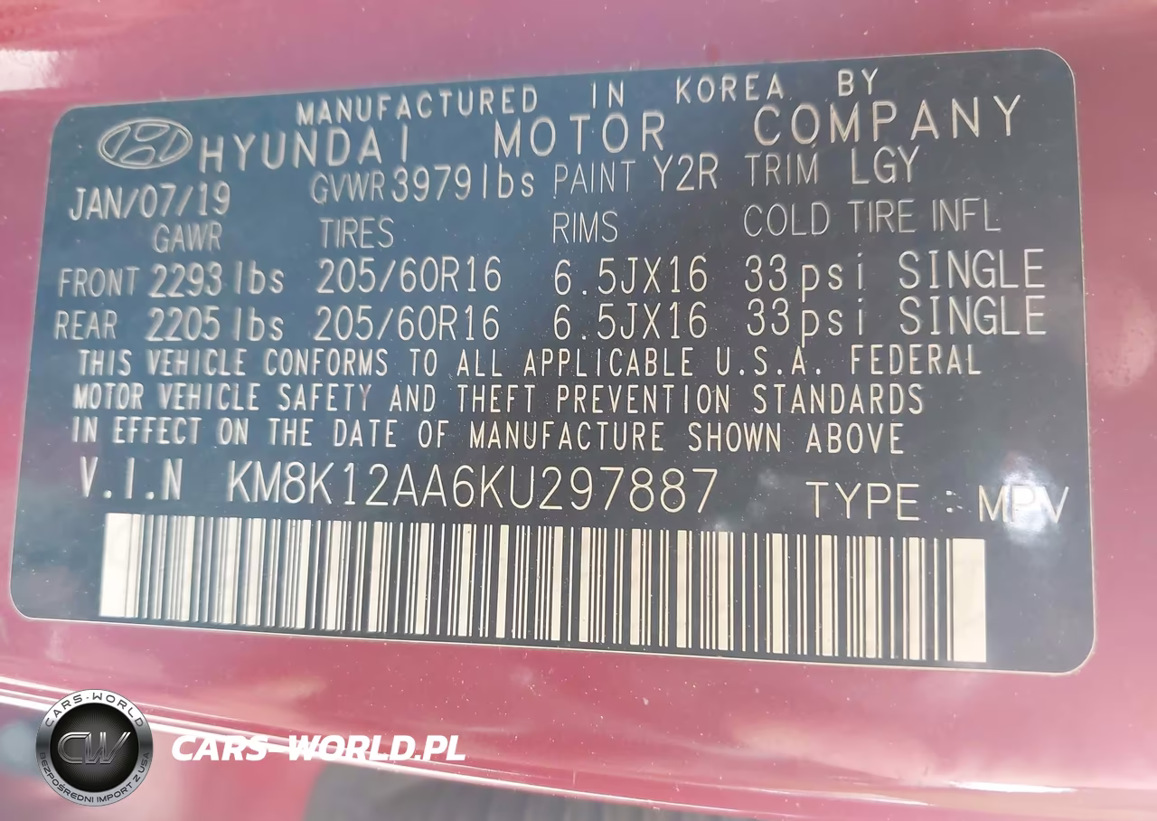 2019 Hyundai Kona Se VIN:KM8K12AA6KU297887 - 9