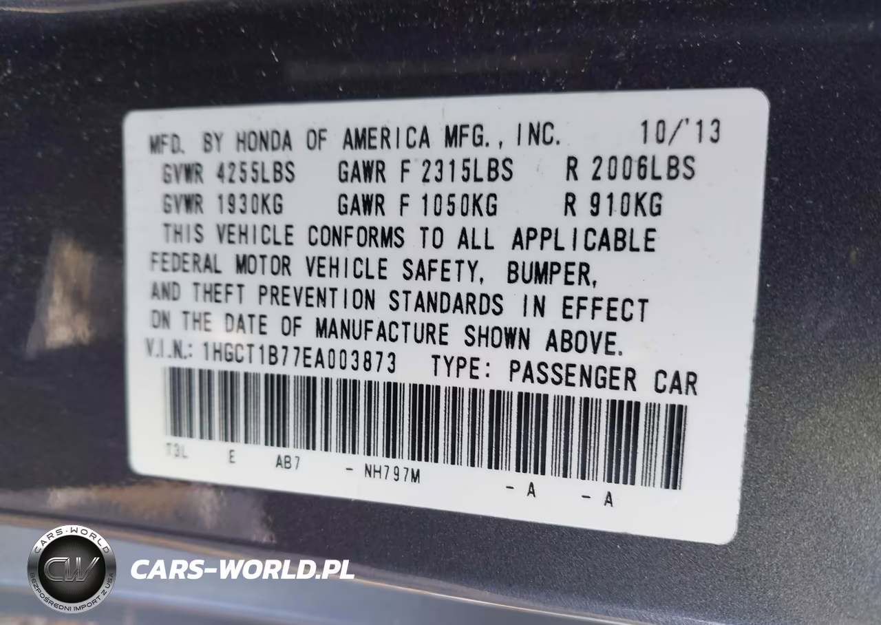 2014 Honda Accord Ex VIN:1HGCT1B77EA003873 - 9