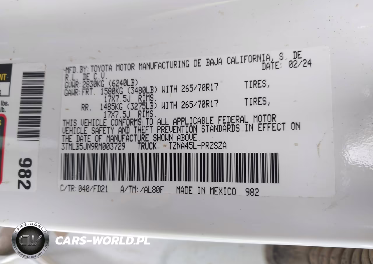 2024 Toyota Tacoma Trd Off Road VIN:3TMLB5JN9RM003729 - 9