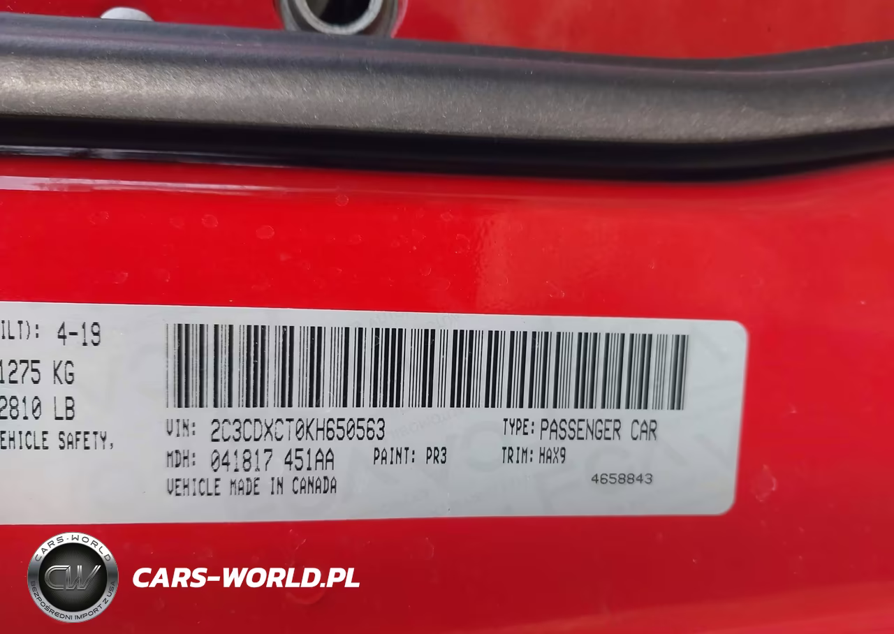 2019 Dodge Charger R-T Rwd VIN:2C3CDXCT0KH650563 - 9
