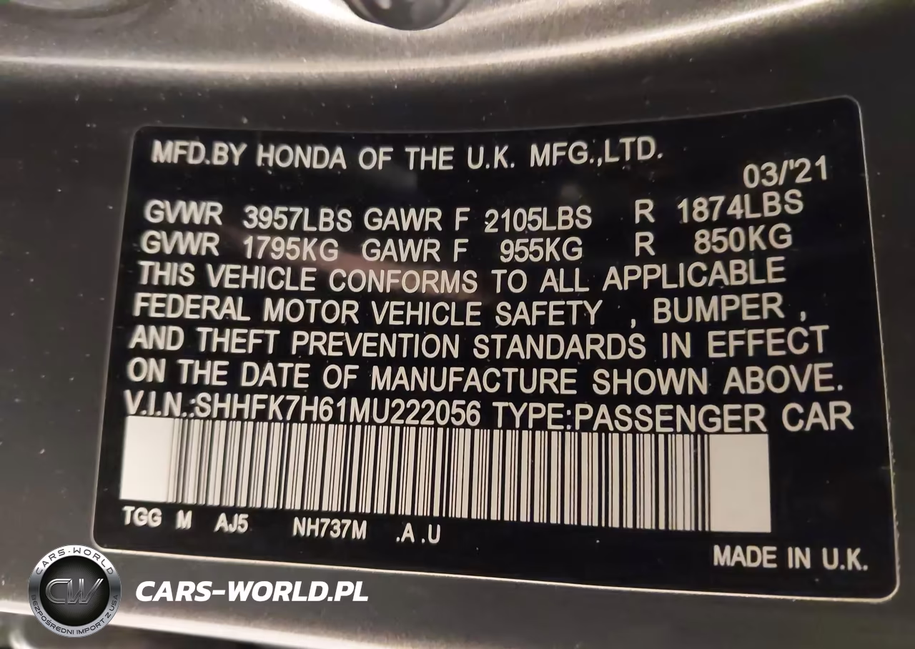 2021 Honda Civic Ex VIN:SHHFK7H61MU222056 - 9