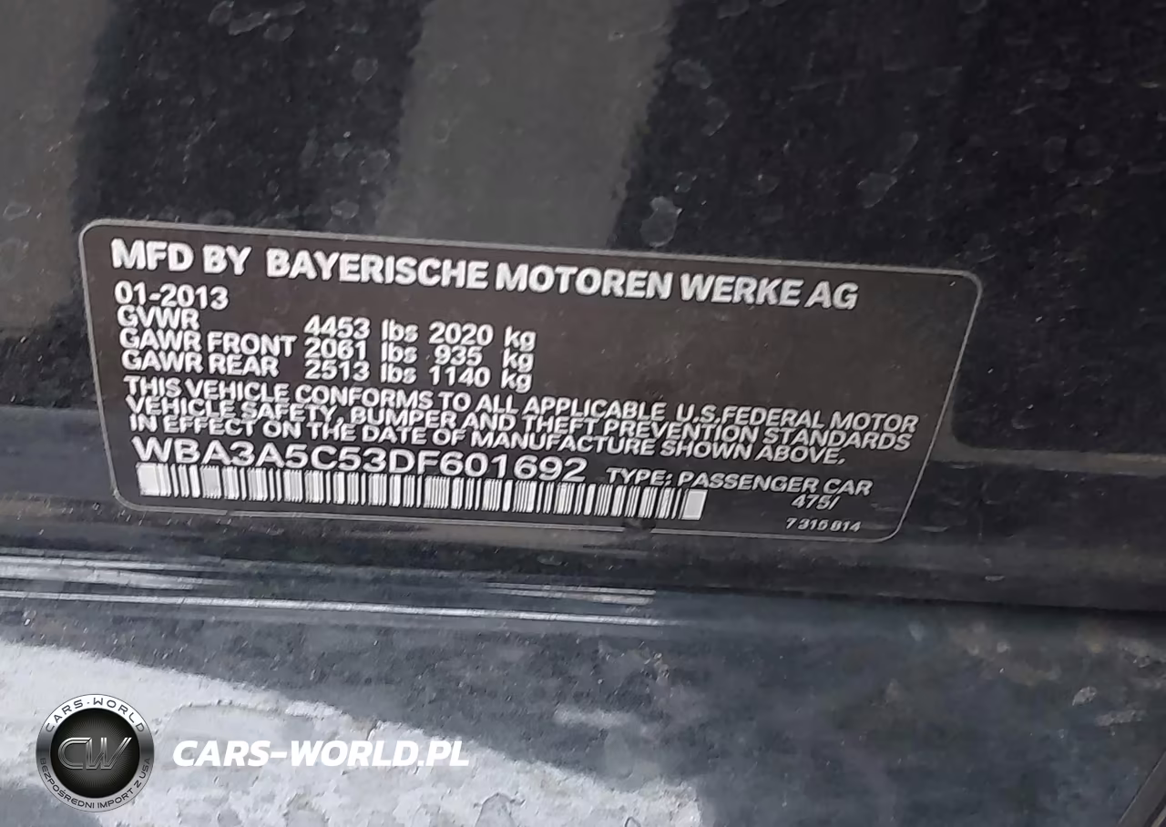 2013 BMW 328I VIN:WBA3A5C53DF601692 - 9
