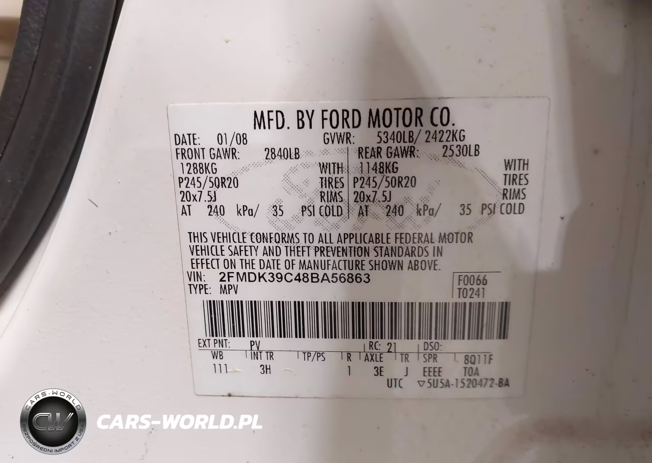2008 Ford Edge Limited VIN:2FMDK39C48BA56863 - 9