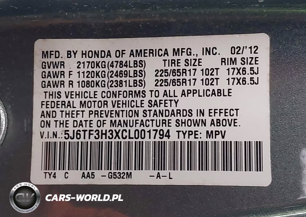 2012 Honda Crosstour 2.4 Ex VIN:5J6TF3H3XCL001794 - 9