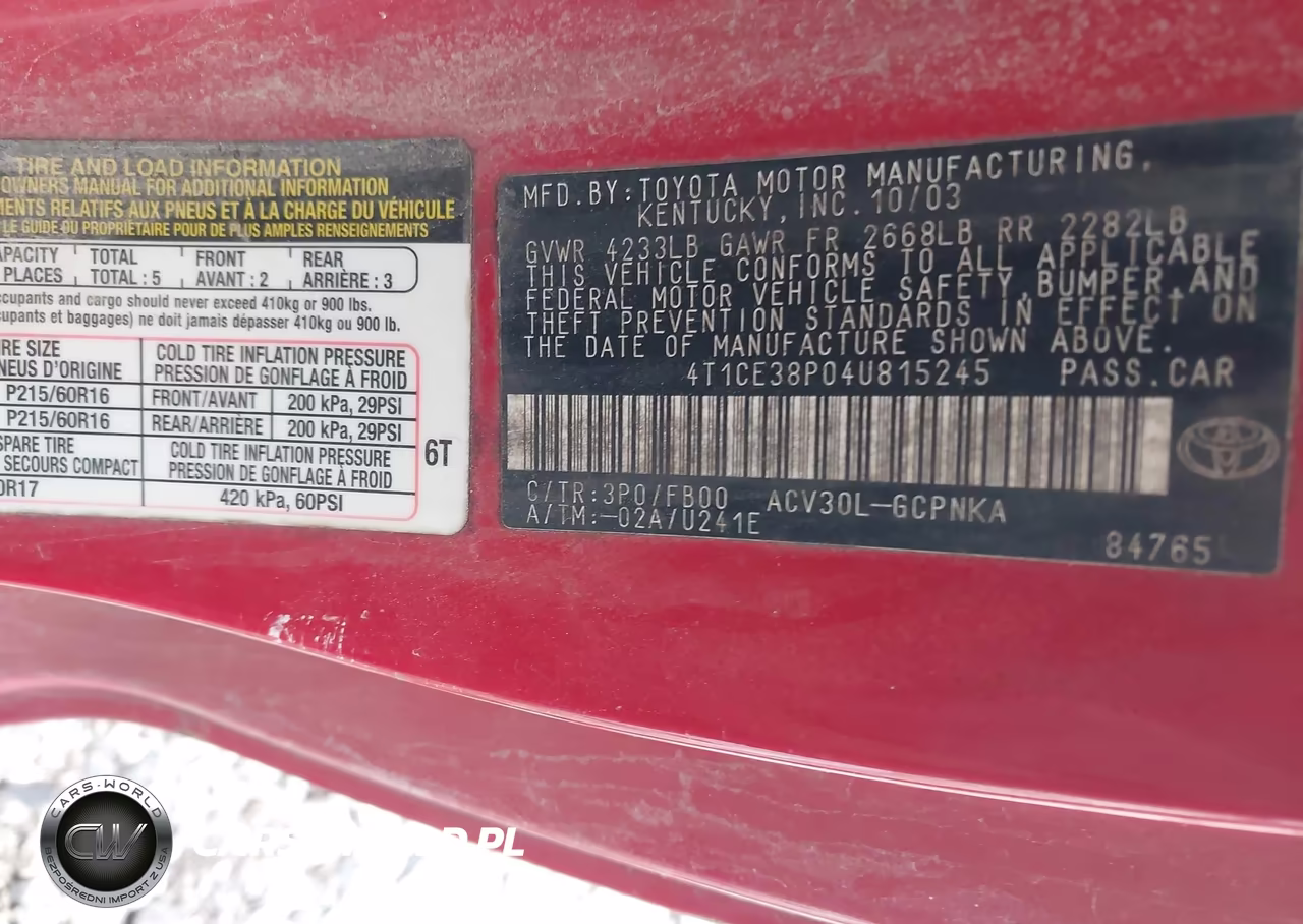 2004 Toyota Camry Solara Se VIN:4T1CE38P04U815245 - 9