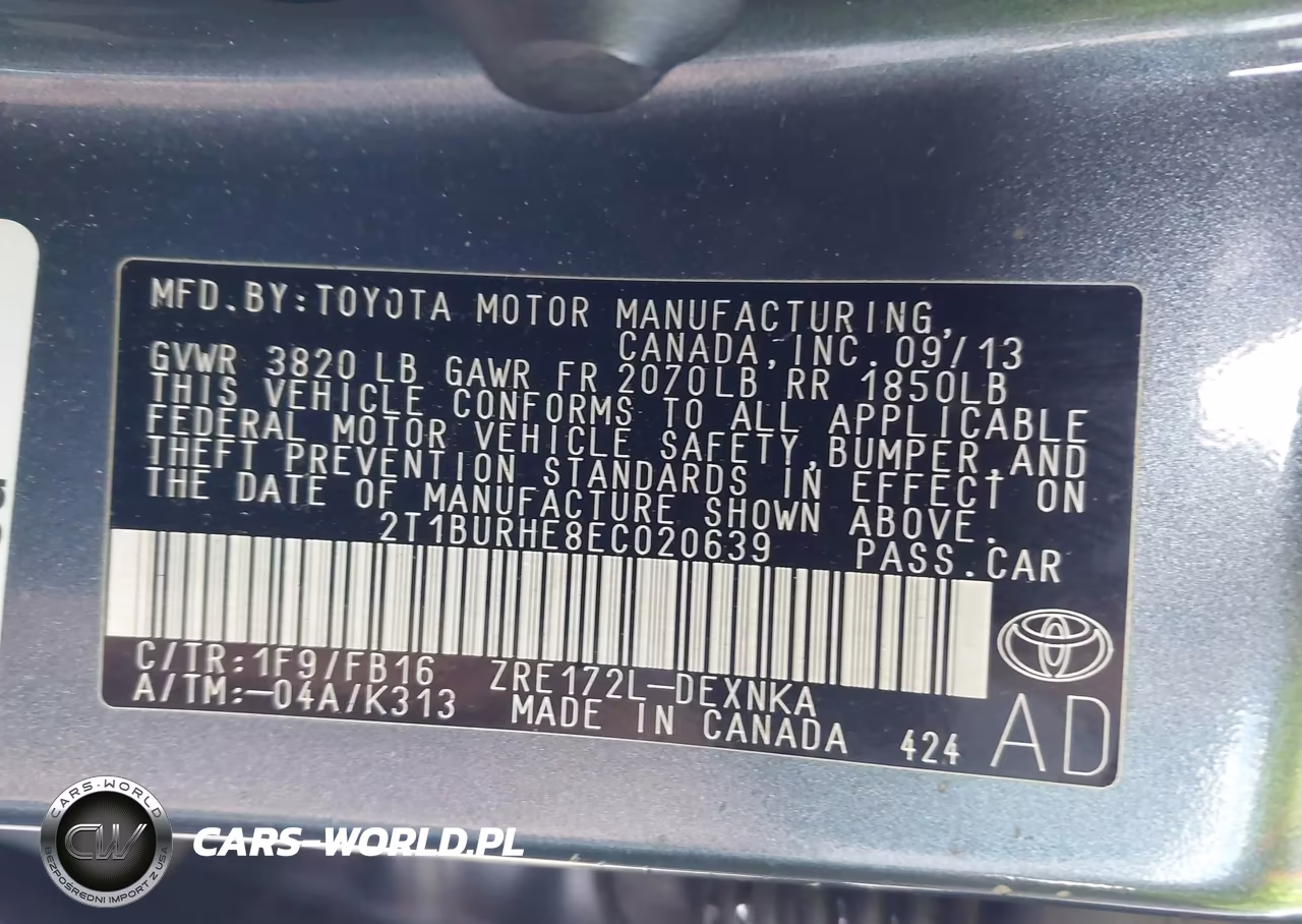 2014 Toyota Corolla Le VIN:2T1BURHE8EC020639 - 9