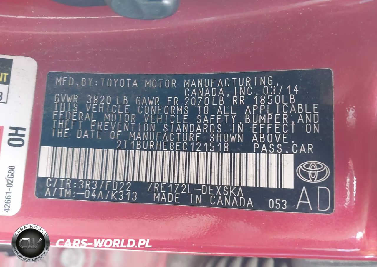 2014 Toyota Corolla S Plus VIN:2T1BURHE8EC121518 - 9