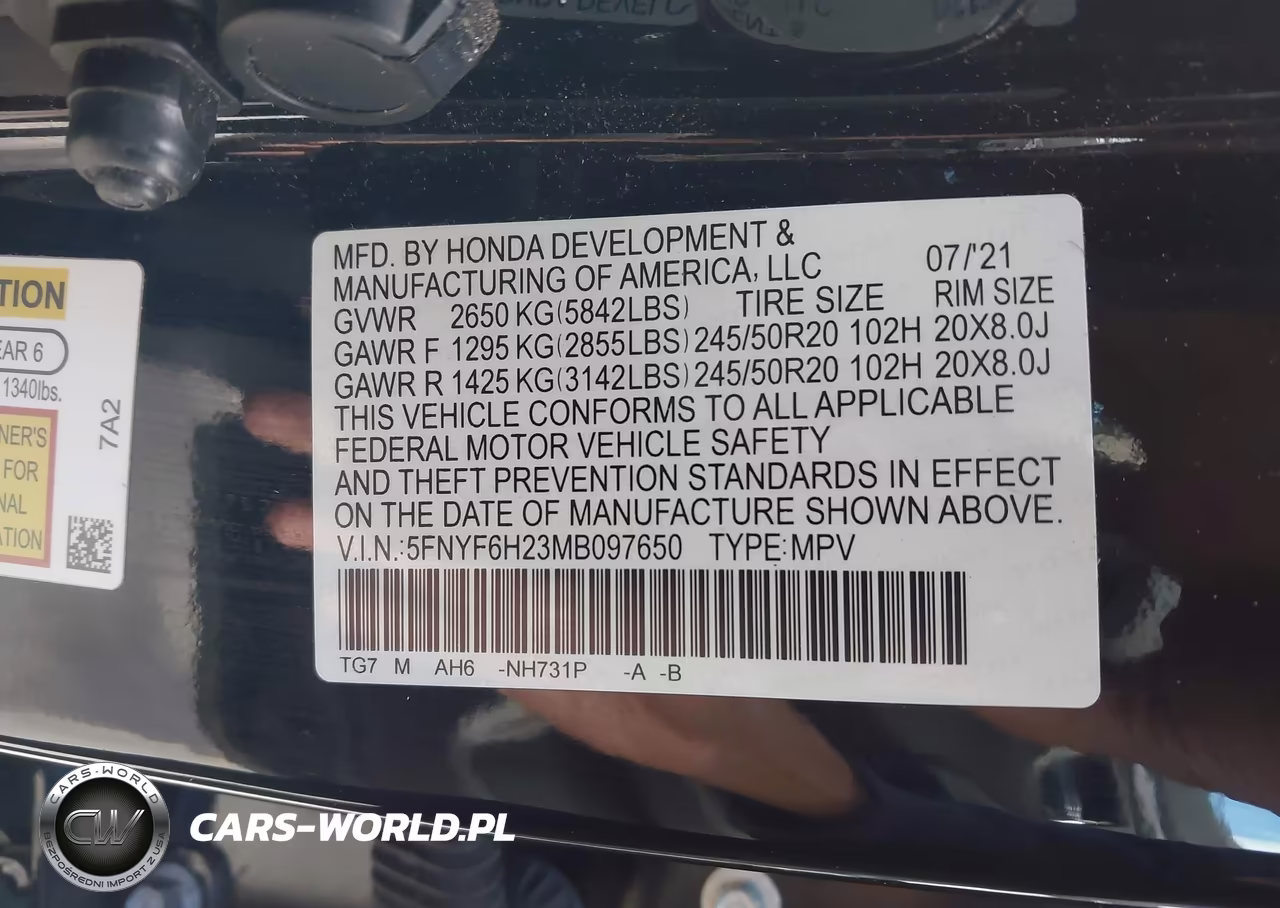 2021 Honda Pilot Awd Special Edition VIN:5FNYF6H23MB097650 - 9