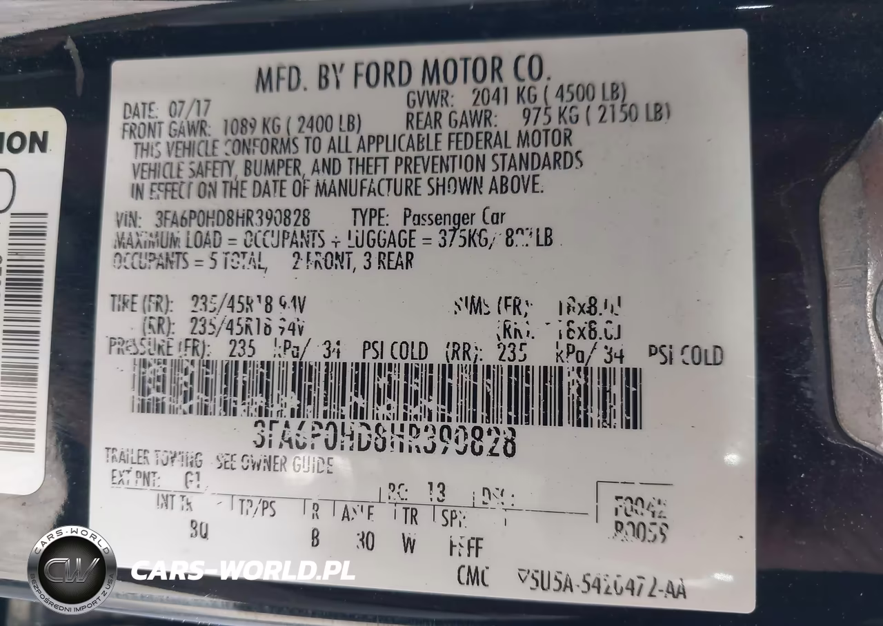 2017 Ford Fusion Se VIN:3FA6P0HD8HR390828 - 9