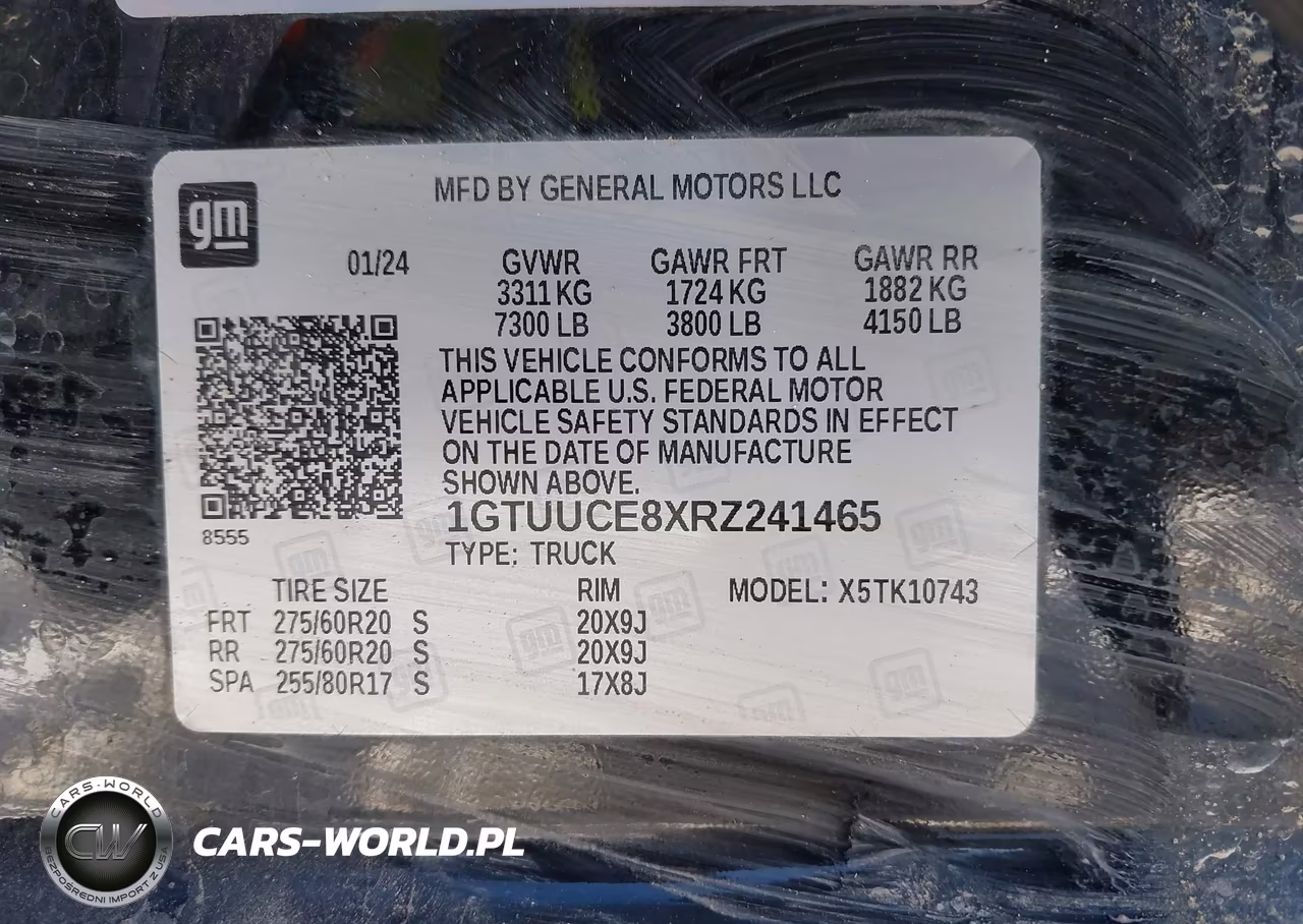 2024 GMC Sierra 1500 4Wd Standard Box Elevation VIN:1GTUUCE8XRZ241465 - 9