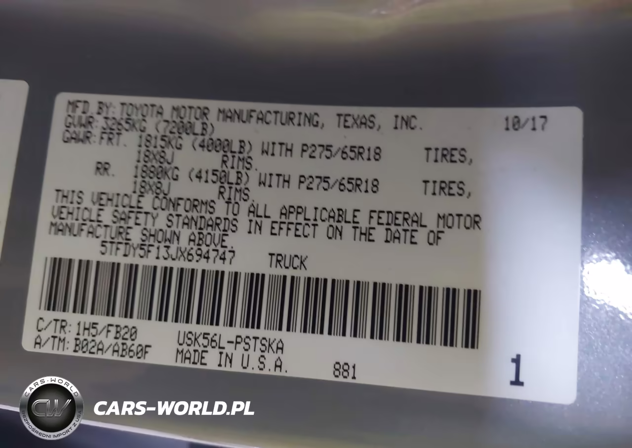 2018 Toyota Tundra Sr5 5.7L V8 VIN:5TFDY5F13JX694747 - 9
