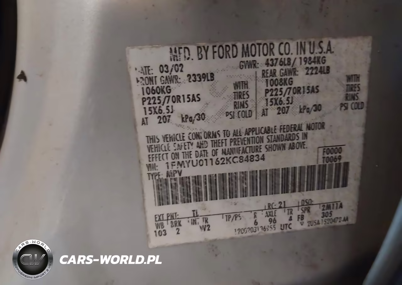 2002 Ford Escape Xls VIN:1FMYU01162KC84834 - 9