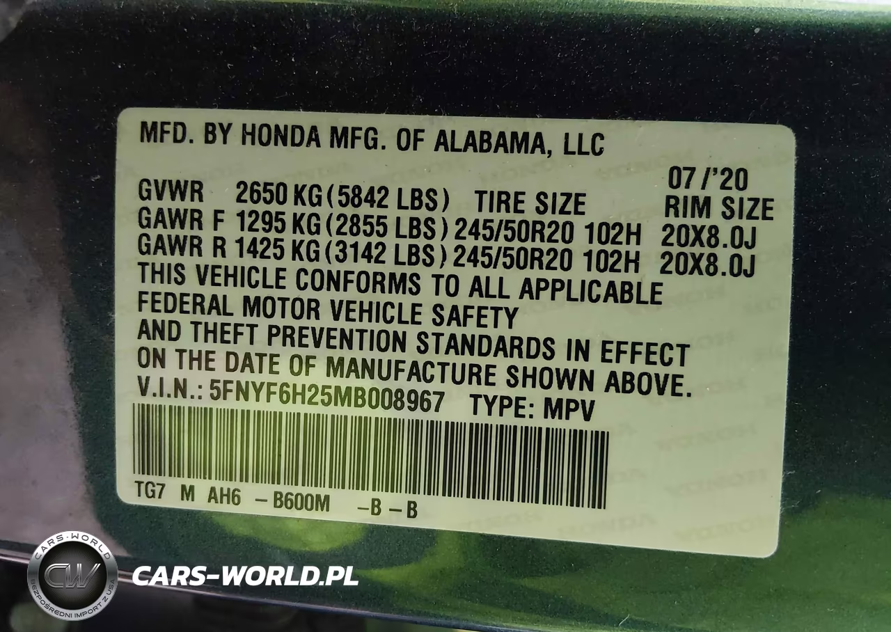 2021 Honda Pilot Awd Special Edition VIN:5FNYF6H25MB008967 - 9