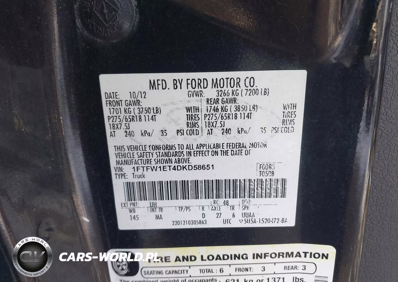 2013 Ford F-150 Xlt VIN:1FTFW1ET4DKD58651 - 9