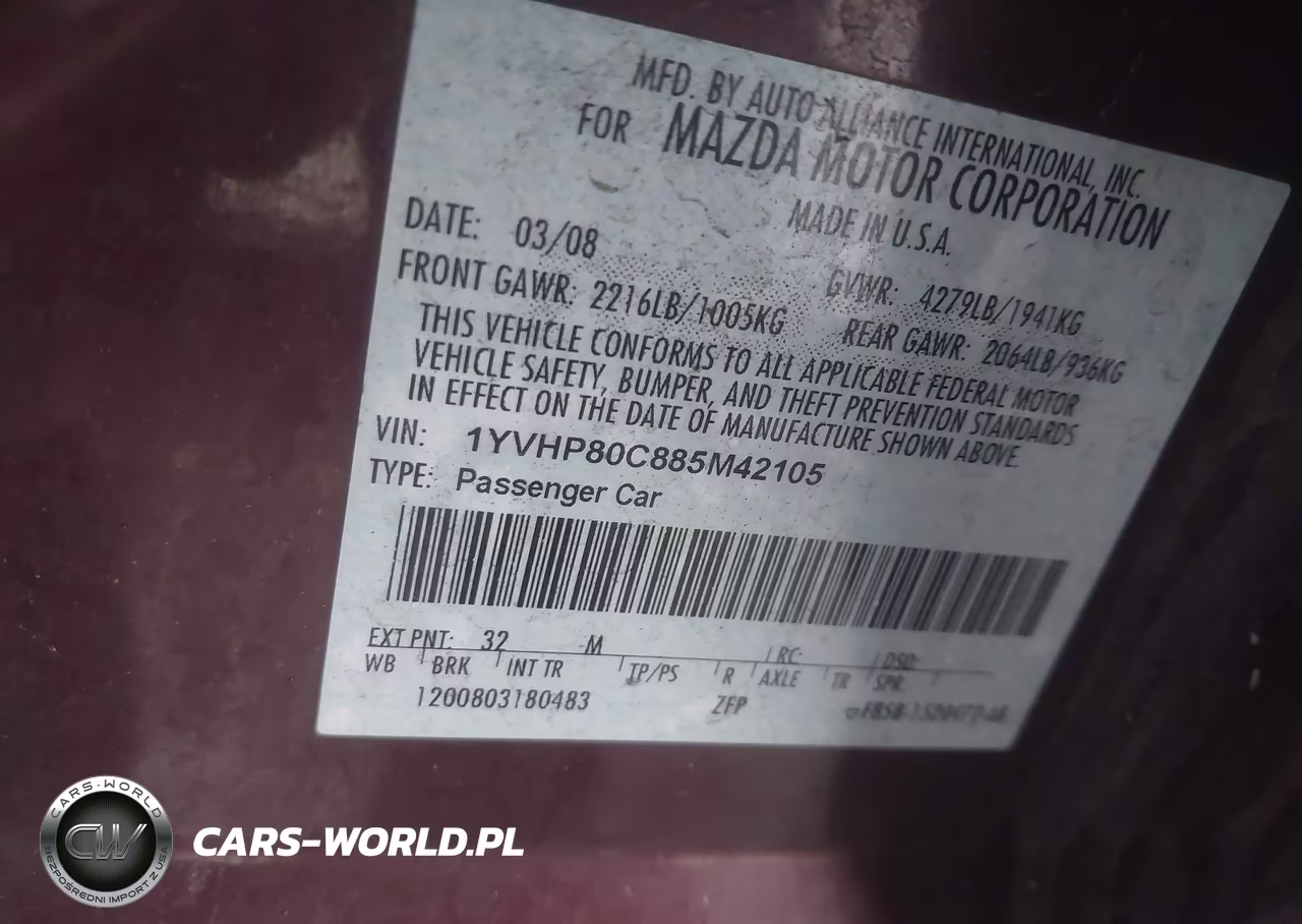 2008 Mazda Mazda6 I Sport Ve VIN:1YVHP80C885M42105 - 9
