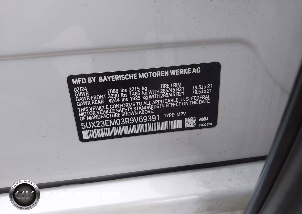 2024 BMW X7 xDrive40I VIN:5UX23EM03R9V69391 - 9