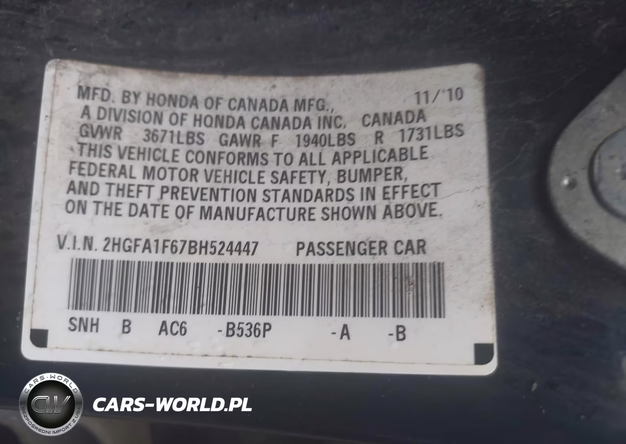 2011 Honda Civic Lx-S VIN:2HGFA1F67BH524447 - 9