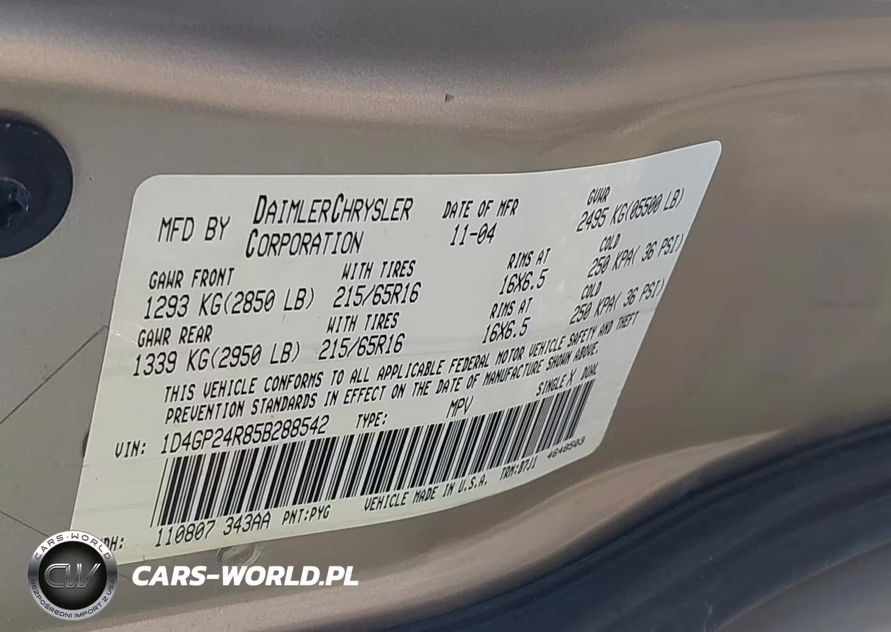 2005 Dodge Grand Caravan Se VIN:1D4GP24R85B288542 - 9