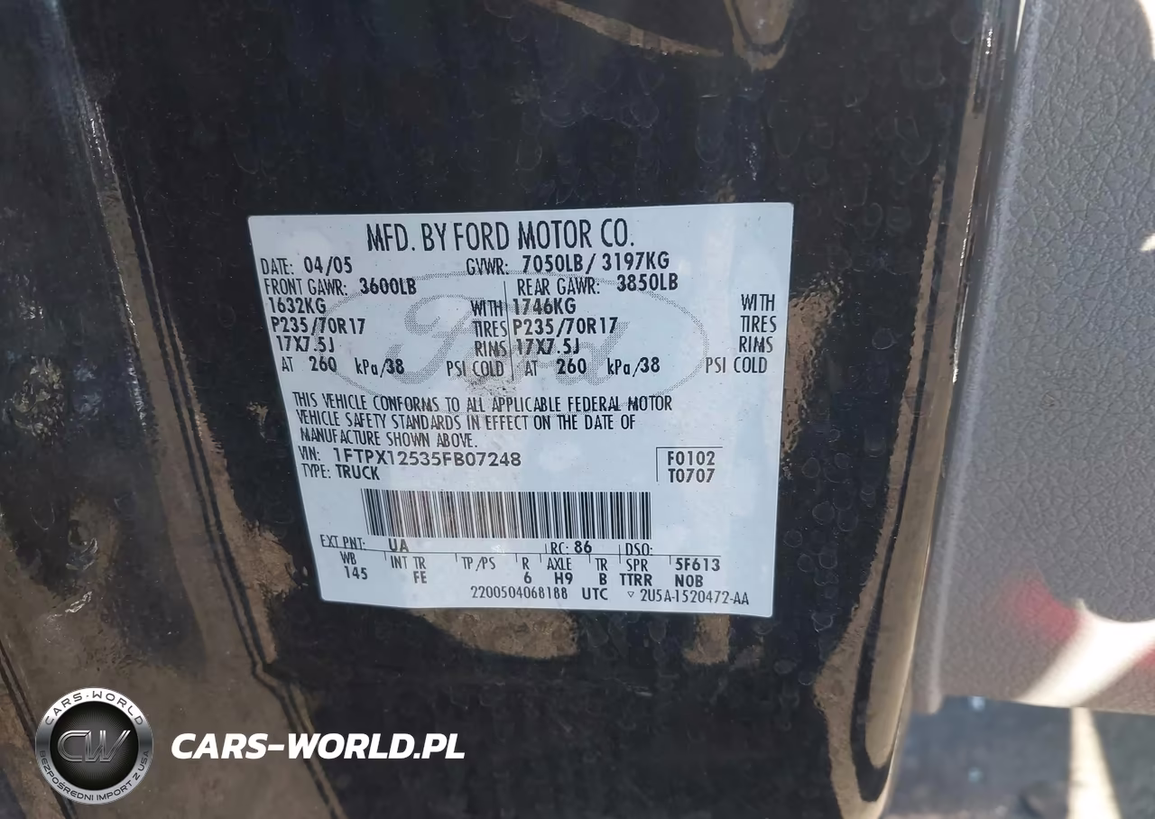 2005 Ford F-150 Lariat-Xl-Xlt VIN:1FTPX12535FB07248 - 9