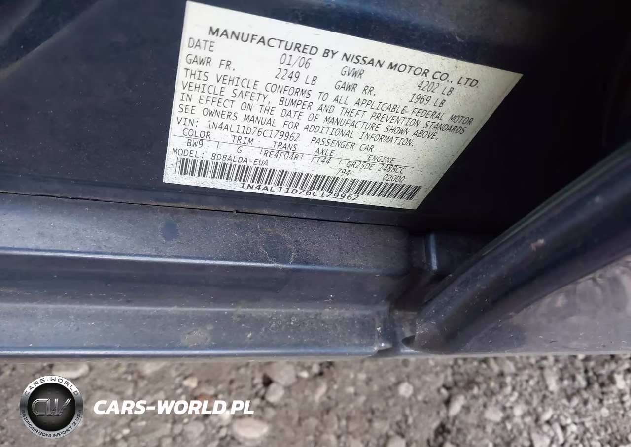 2006 Nissan Altima 2.5 S VIN:1N4AL11D76C179962 - 9