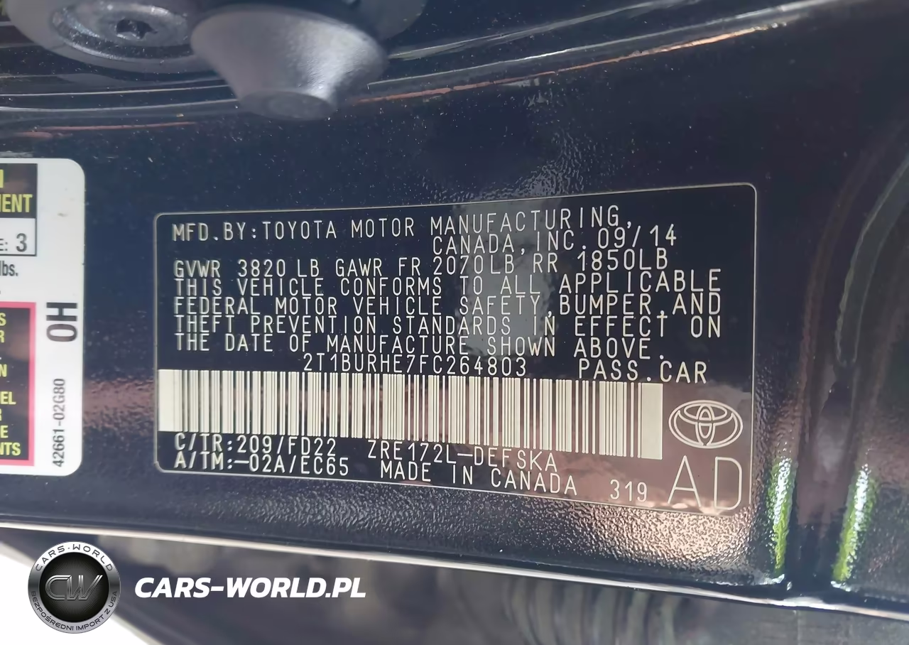 2015 Toyota Corolla S Plus VIN:2T1BURHE7FC264803 - 9