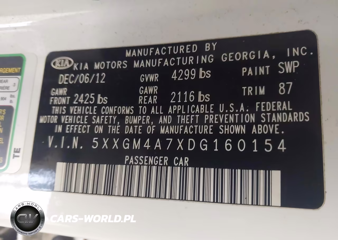 KIA OPTIMA VIN:5XXGM4A7XDG160154 - 9