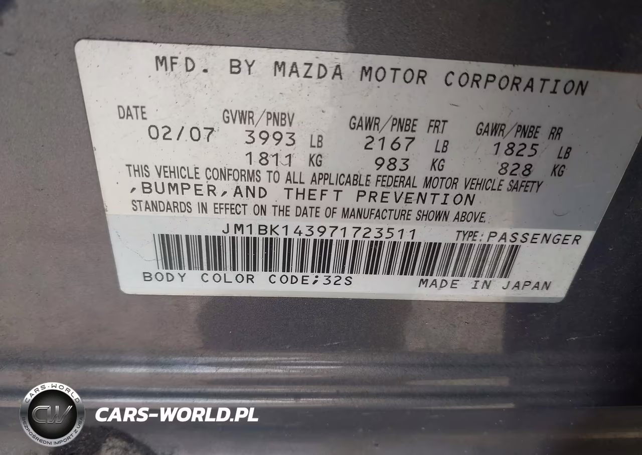 2007 Mazda Mazda3 S Sport VIN:JM1BK143971723511 - 9