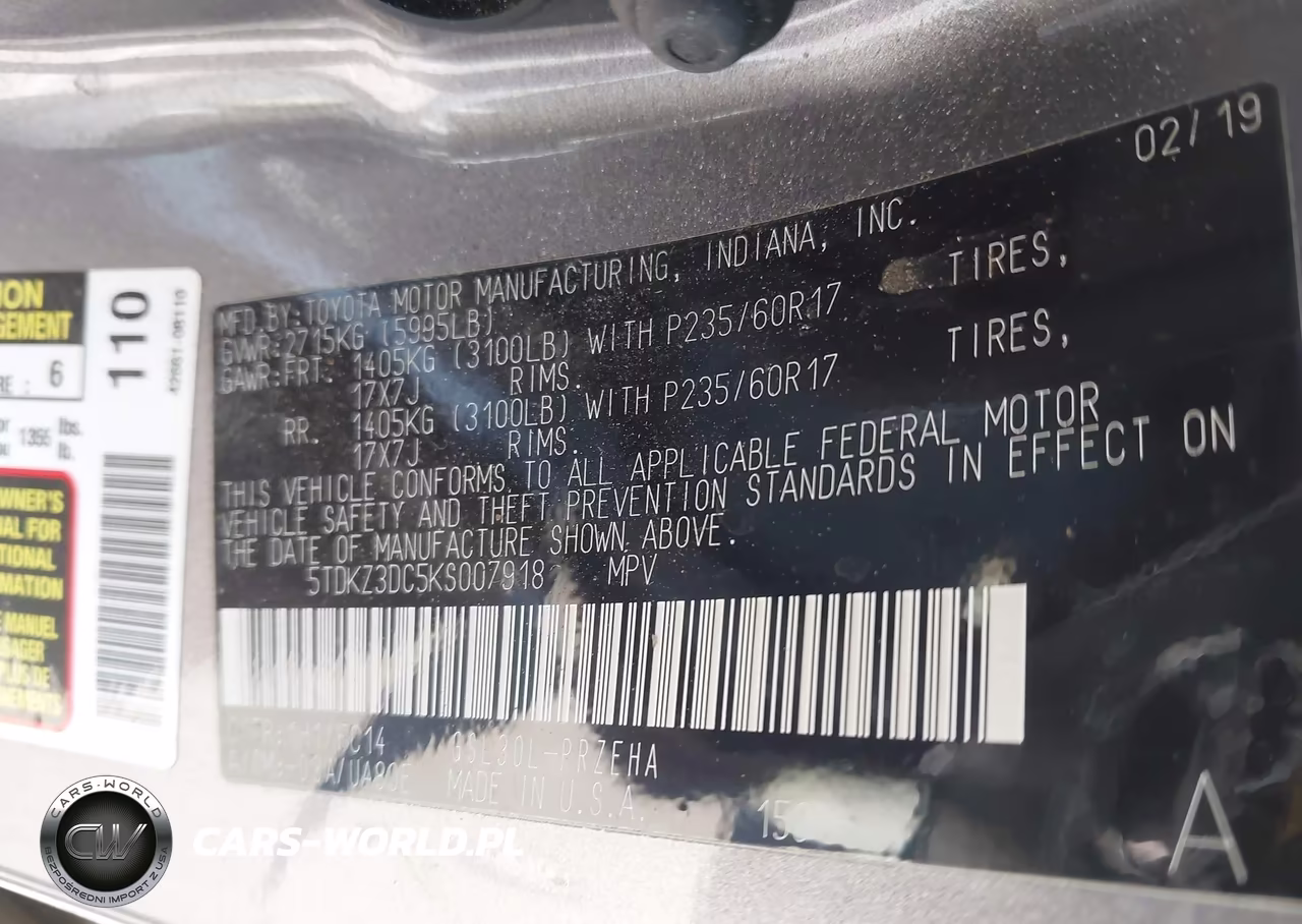 2019 Toyota Sienna Le 8 Passenger VIN:5TDKZ3DC5KS007918 - 9