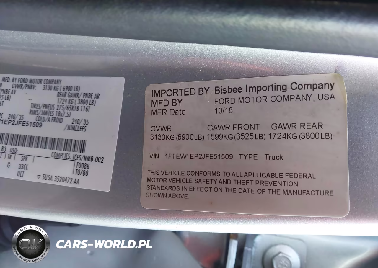 2018 Ford F-150 Lariat VIN:1FTEW1EP2JFE51509 - 9