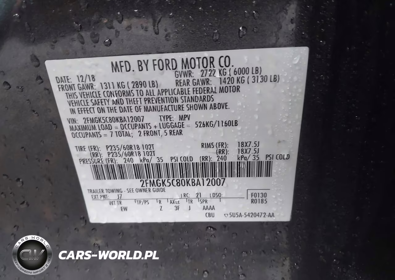 2019 Ford Flex Sel VIN:2FMGK5C80KBA12007 - 9