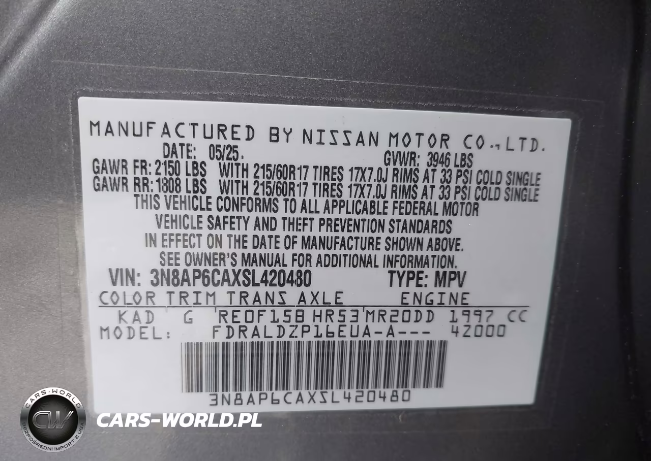 2025 Nissan Kicks Sv Fwd VIN:3N8AP6CAXSL420480 - 9
