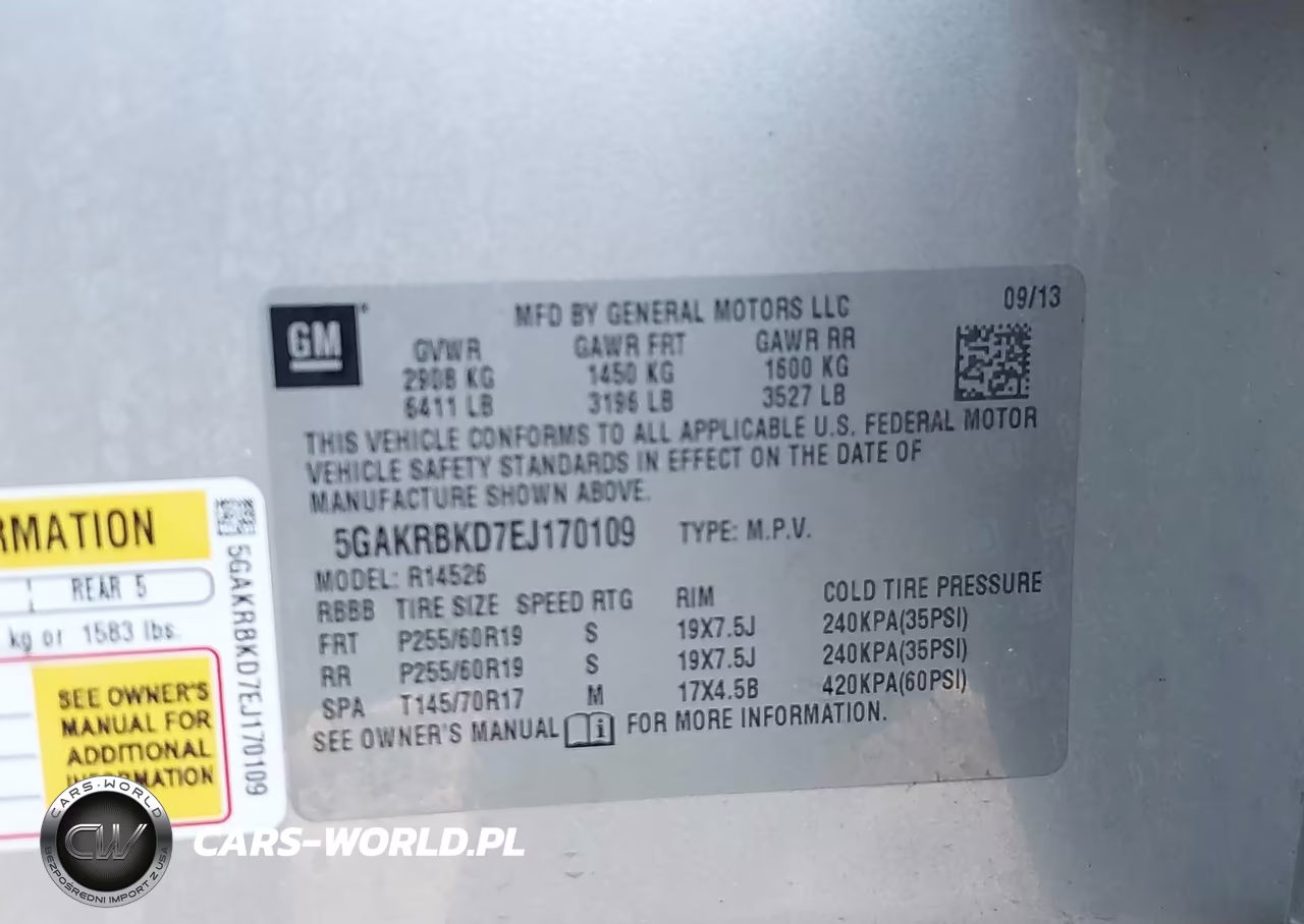 2014 Buick Enclave Leather VIN:5GAKRBKD7EJ170109 - 9