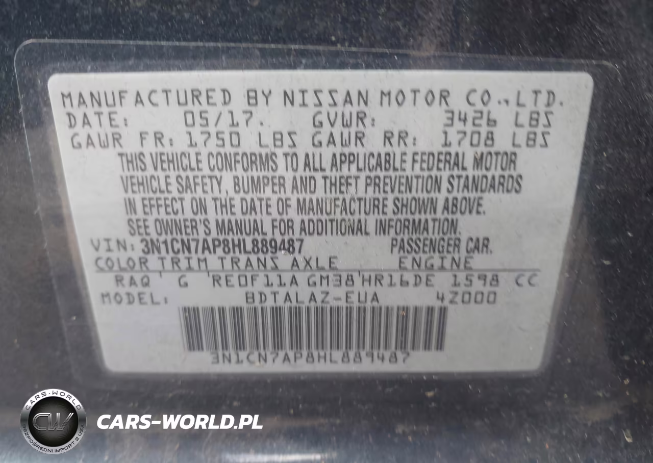 2017 Nissan Versa 1.6 S+ VIN:3N1CN7AP8HL889487 - 9