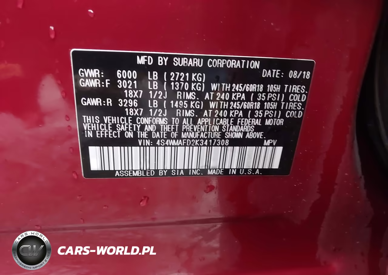 2019 Subaru Ascent Premium VIN:4S4WMAFD2K3417308 - 9