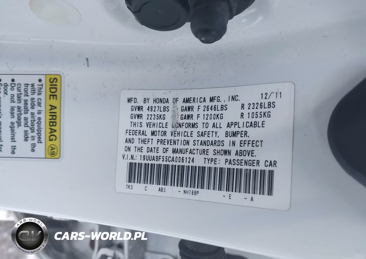 2012 Acura Tl 3.7 VIN:19UUA9F55CA006124 - 9