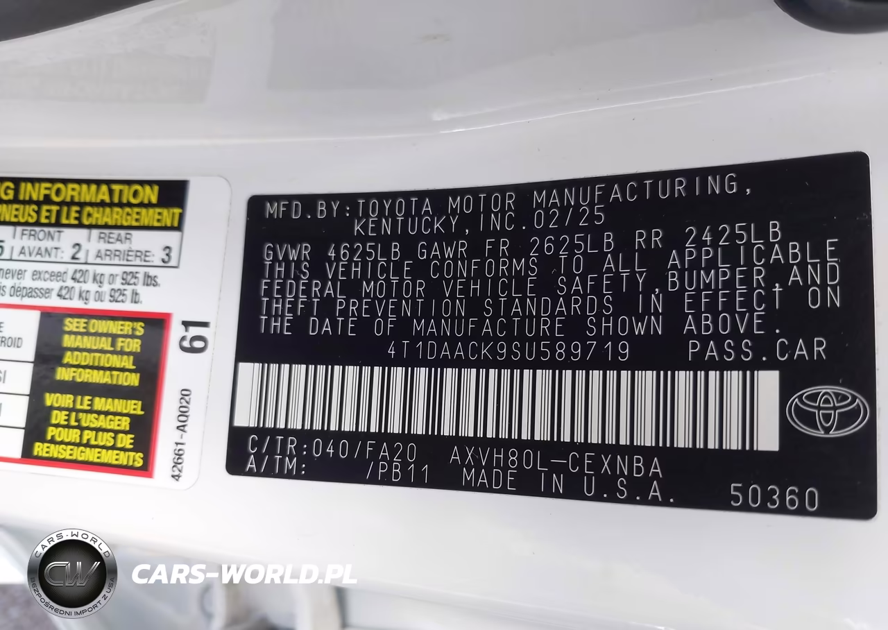 2025 Toyota Camry Le VIN:4T1DAACK9SU589719 - 9