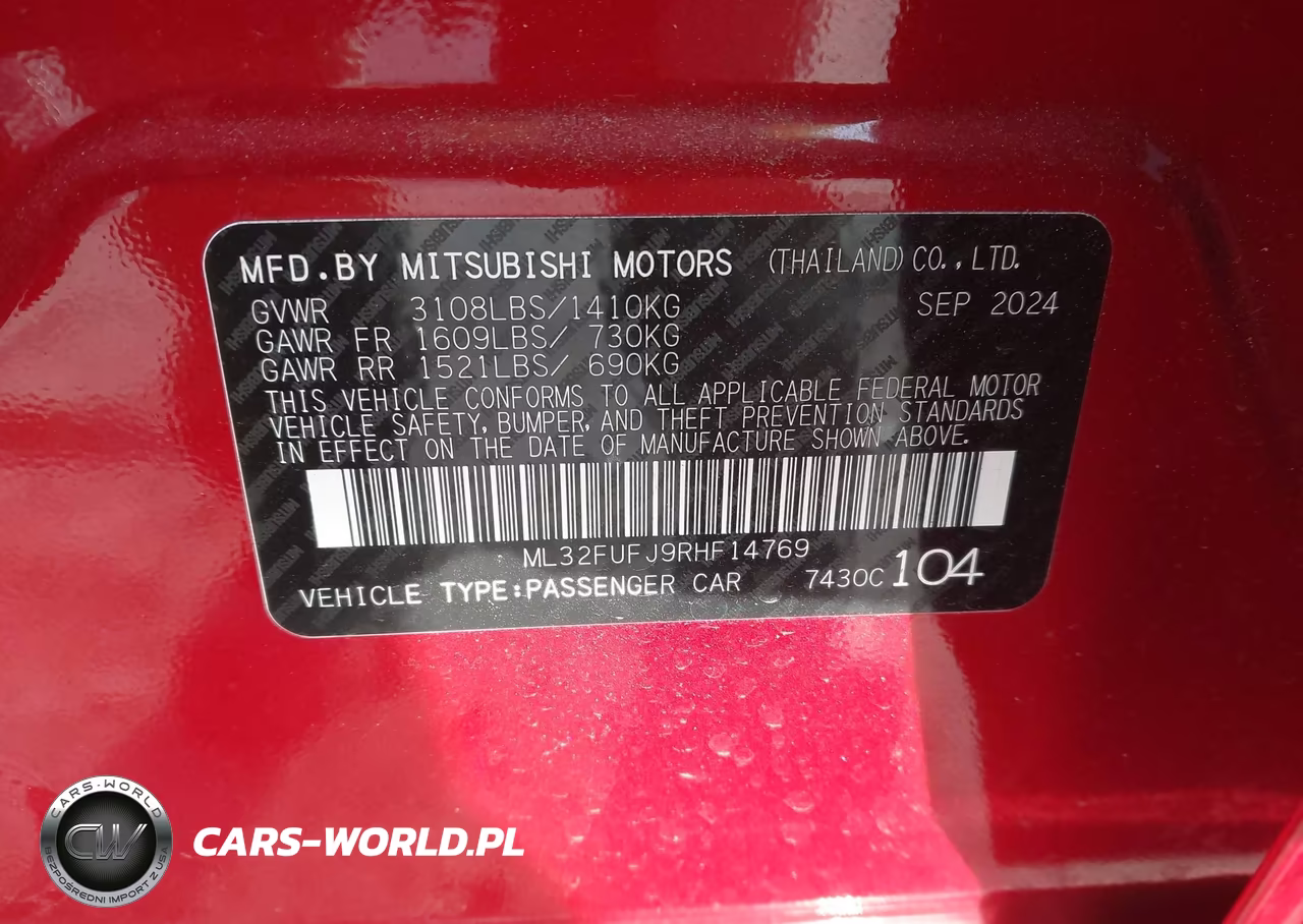 2024 Mitsubishi Mirage G4 Black Edition-Es-Le VIN:ML32FUFJ9RHF14769 - 9