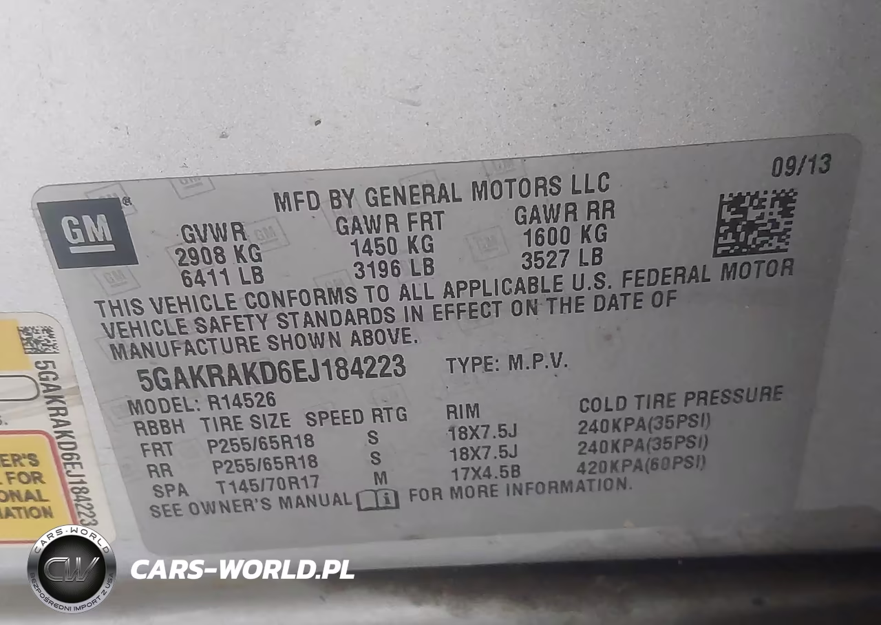 2014 Buick Enclave Convenience VIN:5GAKRAKD6EJ184223 - 9